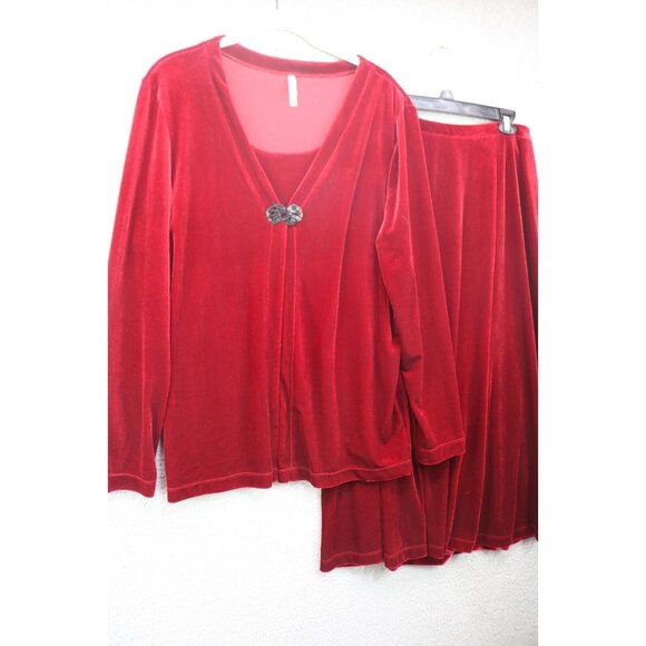 White Stag Red Velvet Maxi Skirt and Long Sleeve Top-Large-Whimsigoth - Picture 1 of 16